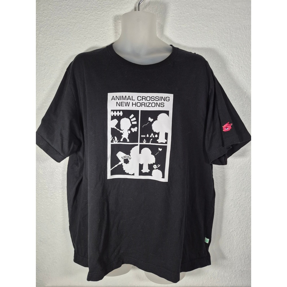 Nintendo Animal Crossing New Horizons Flick Graphic T-Shirt Black Mens XL
